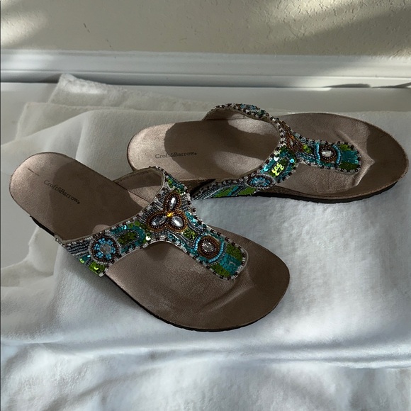 Kohl's Beaded Wedge Sandals - Multicolor Size 8.5. - Picture 4 of 12